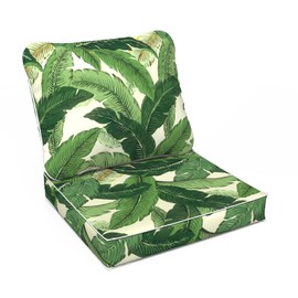 LVTXIII Outdoor Deep Seat Cushion 24"x24"x4" Patio Seat and Back Cushion Set Seasonal Chair Cushion for Dining Arm Chairs, Wicker Chairs and Garden Furniture Decoration, Swaying Palms Green