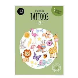 Skin-friendly children's tattoos to stick on, animal motif, children's tattoo set with 5 sheets, animal tattoos children, children's tattoos, 100% vegan and made in Austria JEKA