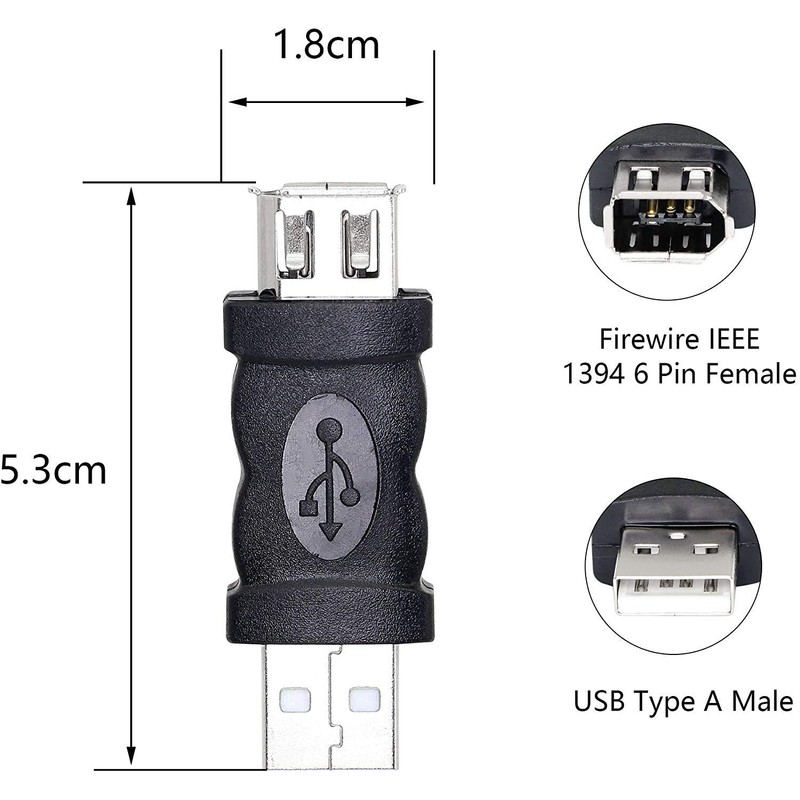baolongking Firewire IEEE 1394 6P Pin Female to USB Male
