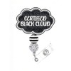 Retractable Badge Holder with Black Cloud Design, 360° Swivel Alligator