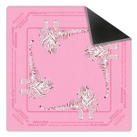 Cute Pink Tiger Mahjong Mat 31.5 x 31.5 Inch, Preppy Pink Aesthetic Tiger Non-Slip Noise Reduction Mahjong Table Mat for American Mah Jong Poker Card Board Games Dominoes