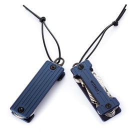 withkit Compact Key Holder - Minimalist Keychain Organizer - EDC Key Carrier Leather Lanyard - Aluminium Key holder(Metalblue)