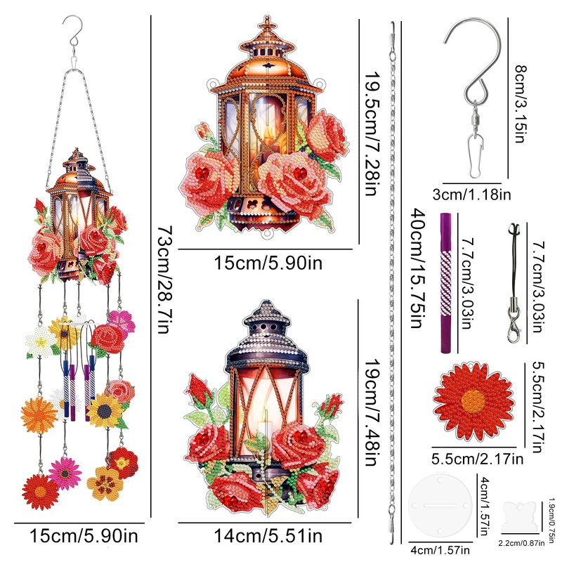 Diamond Painting Wind Chime, Girls Gifts 8-12 Years, 5D Double-Sided