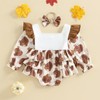 KMBANGI Newborn Baby Girl Football Turkey Romper Long Ruffle Sleeves
