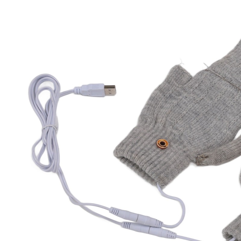 USB Heating Gloves Warm Cotton Full Finger and Half Fingerless