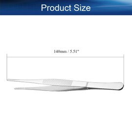 Auniwaig 5pcs 5.51inch Length 140mm Stainless Steel Straight Blunt Tweezers with Precision Serrated Tips