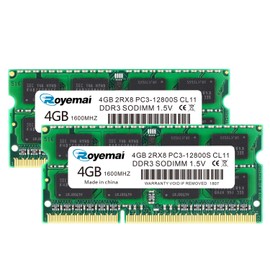 8GB DDR3 12800 Memoria RAM para portátil PC3-1600MHz 2x4GB 12800S 1600 Sodimm 1.5 V CL11 204 Pines 2Rx8 Memoria actualización para portátil