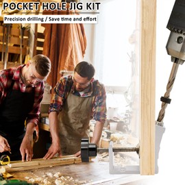 thirei Pocket Hole Jig Kit, 15° Drill Guide Joint Screw Kit, DIY Woodworking Tools Carpentry Locator, for Wooden Furniture, Blue