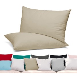 BEAUTEX Set of 2 Cushion Covers, Combed Cotton, Premium Jersey 160 g/m², Choice of Size and Colour (40 x 80 cm, Beige)