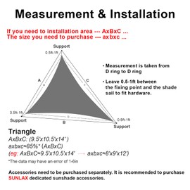 SUNLAX Sun Shade Sail,18'x18'x25.5'Blue SS-134 Triangle Canopy Shades for Outdoor Patio Pergola Cover Sunshade Sails, UV Blocking Canovas Cover
