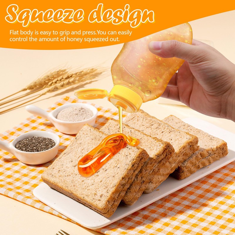 Modixun 4-Pack 285ml Clear Honey Bottles, Refillable Honey Container, Squeeze