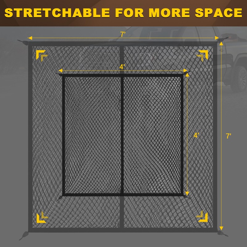 BUMBEE Truck Bed Cargo Net, Highly Elastic Double-Layered Stretchable up