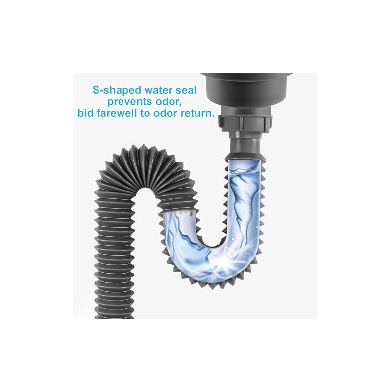 1 1/2" Flexible Drain Hose, Extendable Flexible Sink Drain Hose