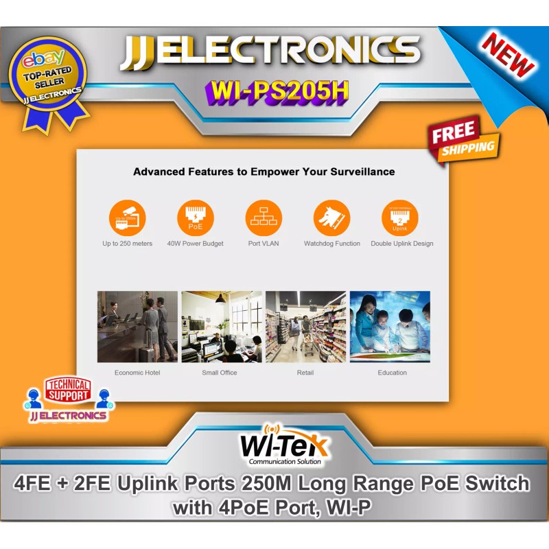 Wi-Tek Switch WI-PS205H V2 4 FE PoE Ports x 10/100Mbps,