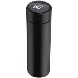 lifepower Water Bottle, Temperature Display, Thermal, Cold Retention, Smart Bottle, Includes Infuser, Stainless Steel, 16.9 fl oz (500 ml), Easy to Know the Temperature at a Glance, Tumbler, Thermos, Water Bottle, Lightweight, Black