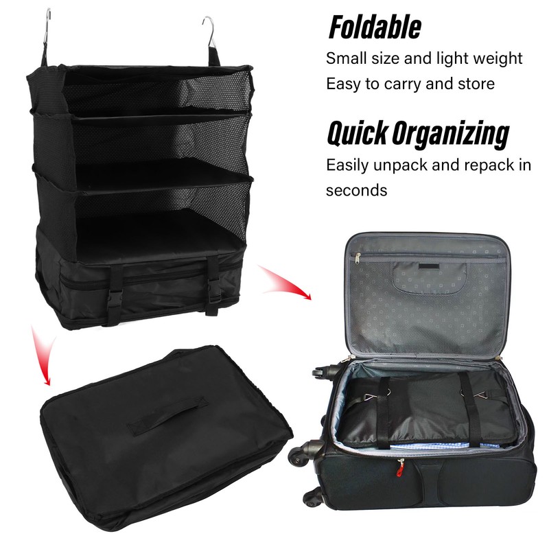 Hanging 3 Shelf Travel Shelves Bag Portable Multifunctional Large Capacity