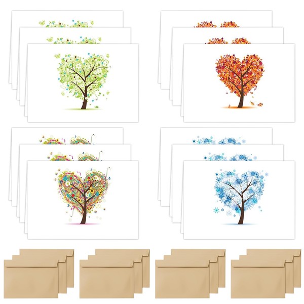 Blank Cards with Envelopes, Pack of 12 Blank Greeting Cards,