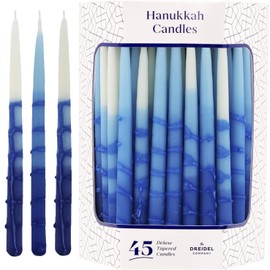 The Dreidel Company Dripless Deluxe Tapered Pastel Blue and White Hanukkah Menorah Candles for All 8 Nights of Chanuka (Single)