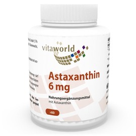 Vita World Astaxanthin 6mg 60 Vegetarian Capsules Antioxidants Made in Germany