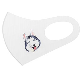 Design Mask, Set of 2, Polyester, Washable, Cloth Mask, Unisex, One Point Dog, Siberian Husky Illustration, Watercolor