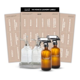 Laundry Labels for Jars, 144 Preprinted Home and Laundry Label Stickers for Storage Bins, Cleaning Jars, Spray Bottles, Linen Closet, Household Organization