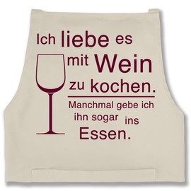 Shirtracer - Apron - Cooking Apron - Adult - Ich liebe es mit Wein zu kochen, 7 natural white