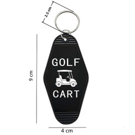 1 Pack Golf Cart Keychain, Key Tag Mark for Golf Cart, Vintage Gift Motel Keychain for Woman Man Golf Lovers to Mark Your key (1 Black)