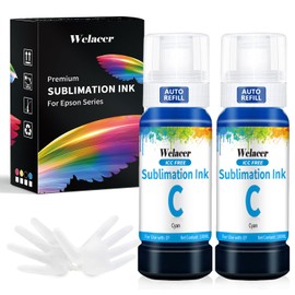 Welacer 200ML Cyan Sublimation Ink Autofill Bottles Refill for Epson ET-2803 ET-4800 ET-2800 ET-2850 ET-2400 ET-2850 ET-4850 ET-1500 etc. Inkjet Printers Heat Press Transfer on Mugs T-Shirt Tumblers