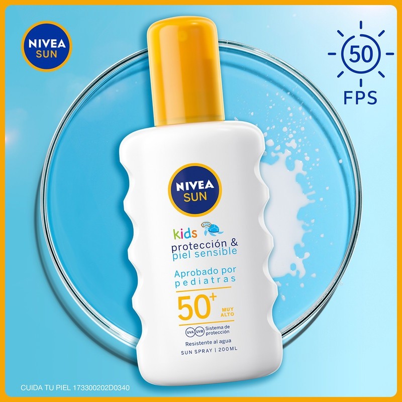 Protector Solar Fps50 Nivea Sun P&s Piel Sensible 200ml