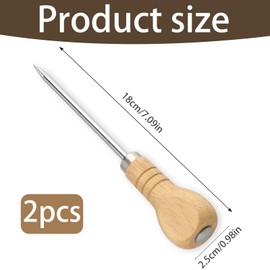 2 PCS Bradawl Tool for Wood – Heavy Duty Awl Tool with Wooden Handle, Bradle Tool for Leather, Fabric & Carpentry – Manual Punch Tool for Woodworking, DIY, Crafts & Carpenter Tools