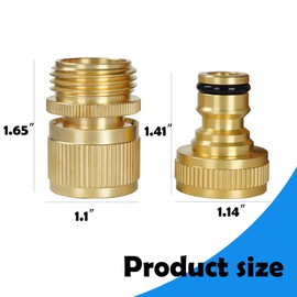 Hourleey Garden Hose Quick Connector, Solid Brass 3/4 Inch GHT Thread Quick Connect Garden Hose Fitting, No-Leak Male and Female Water Hose Connectors (8 Set)