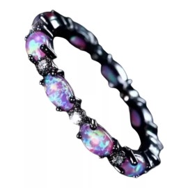 Styles By Shanna Boutique Purple Gothic Simulated Opal Ring Cubic Zirconia Women’s Size 6