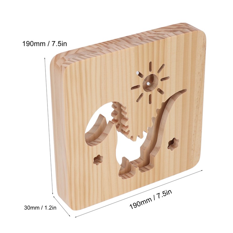 Wood Carving Lamp Dinosaur Hollow Pattern Warm White Light USB