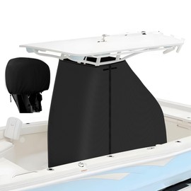 Yexcend T-Top Center Console Boat Cover, Heavy Duty 1200D Waterproof T Top Console Cover with Motor Cover, UV Resistant Polyester T-Top Boat Cover, Black(82" L x 54" W x 72" H)