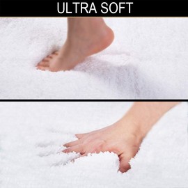 Walensee Large Bathroom Rug (24 x 72, White) Extra Soft and Absorbent Shaggy Bathroom Mat Machine Washable Microfiber Bath Mat for Bathroom, Non Slip Bath Mat, Luxury Bathroom Floor Mats