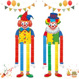 yolzhxe 2 Stück Clown Deko Karneval, Clown Banner Karneval Deko, Zirkus Fasching Dekoration Hängend Tür Wand, Faschingsdeko Luftschlangen für Zirkus Dekoration und Geburststagsparty