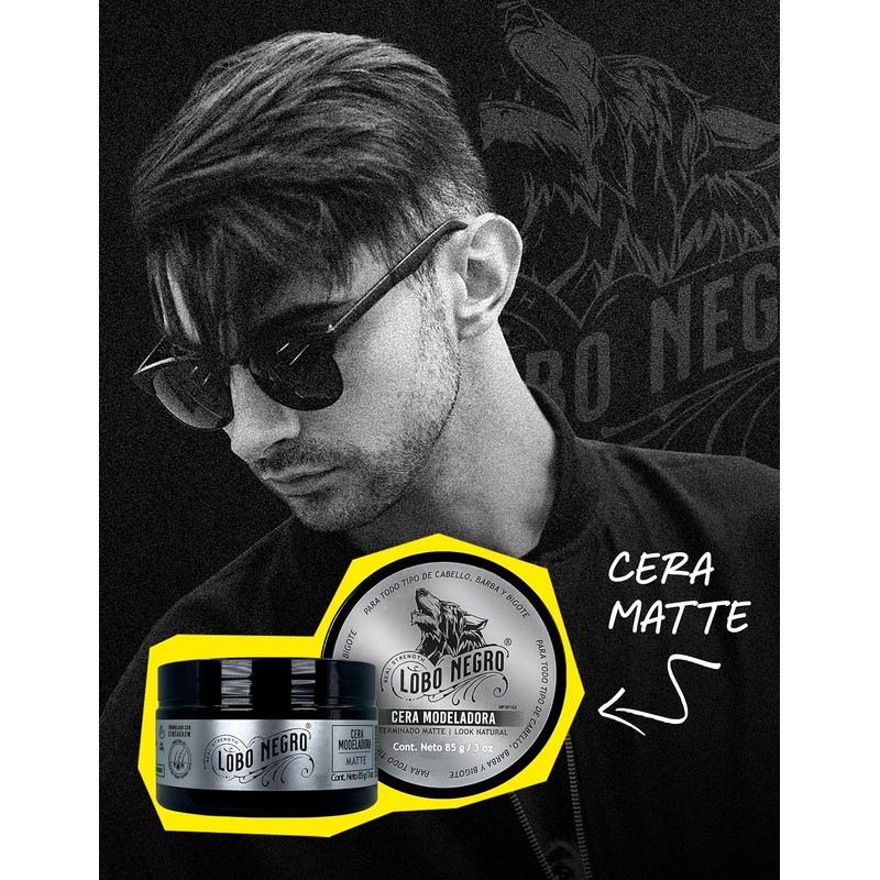LOBO NEGRO Cera Modeladora Terminado Matte, 85 g