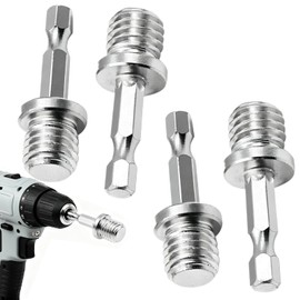 hhfvvda 4 Pcs Silver M10+M14 Woodworking Hex Socket Adapter Set – Outer Conversion Rod for Impact Power Drill, Drill Chuck Hex Shank Converter, Ideal for Woodworking Drilling & Power Tool Maintenance