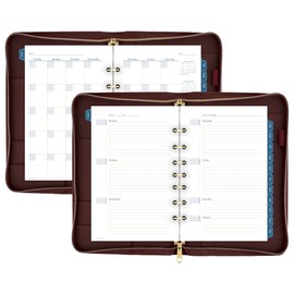 AT-A-GLANCE Faux Leather Undated Starter Set, 7-Ring, 5-1/2" x 8-1/2", Desk Size, Fashion, Merlot (DR1114-040)