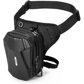 HEYOUTH Motorcycle Leg Bag, Motorcycle Hiking Waist Bag for Men and Women, EVA Hard Case, Waterproof Motorcycle Bag Leg, Removable Leg Straps, Hiking, for Camping, Climbing, Cycling, Fishing, black,
