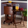 Pemberly Row 6-Piece Transitional Solid Wood Snack Table Set in