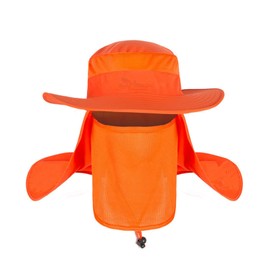 MMOOVV Men's Women's Colourful Sun Hat with Neck Protection, Outdoor Hat, Adjustable Drawstring, orange