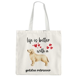 OTOUO Golden Retriever Canvas Tote Bag, Golden Retriever Reusable Dog Shopping Bag, Golden Retriever Gifts for Golden Retriever Dog Lovers, Dog Owner Gifts, Golden Retriever Gifts