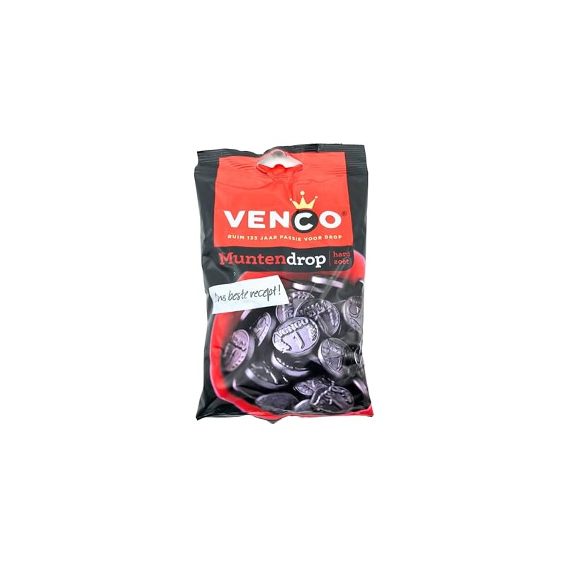 Venco Coins Hard Sweet Black Licorice 4.2 Oz Bag
