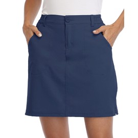 WILLIT Women's Skorts Golf Casual Skort Skirts UPF 50+ Quick Dry Zip Pockets Outdoor Hiking Navy Blue XL