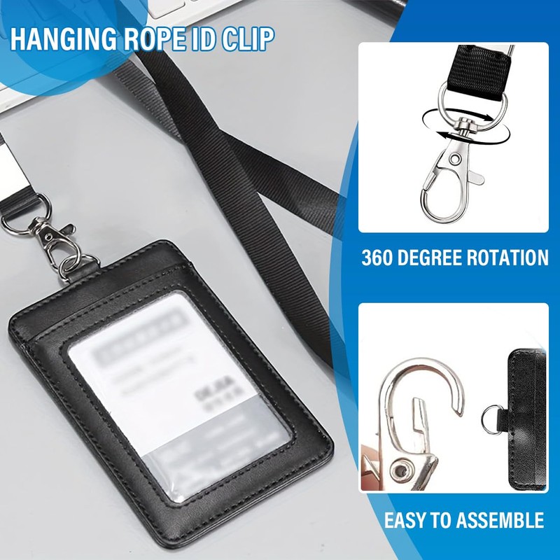 ID Card Sleeves Sliding ID Card Holder with Lanyard Protective