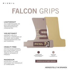PICSIL Falcon Gloves + Wristbands + Bag, Carbon Fibre Material, Use with Magnesium, Grip on All Surfaces and Dumbbell Types, Taupe G