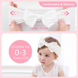 Fmeida Baby Girls White Headbands with Bows Cute Baby Nylon Headbands for Newborns Infants