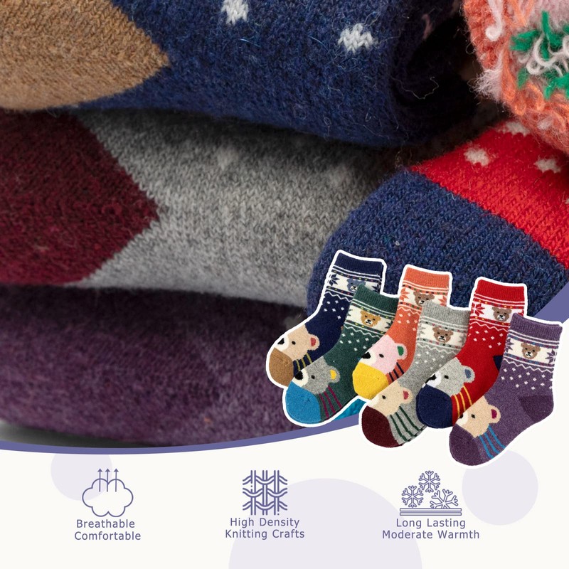Big Girls Wool Socks Kids Winter Thick Warm Socks Thermal
