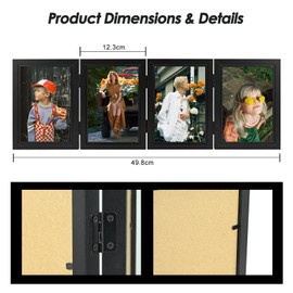 SIMDAO Collage Picture Frame for 4 Photos, 10 x 15 cm Wooden Picture Frame with Plexiglas, Multi Frame for Wedding, Family, Baby, Light Brown, 6 x 4 Inches